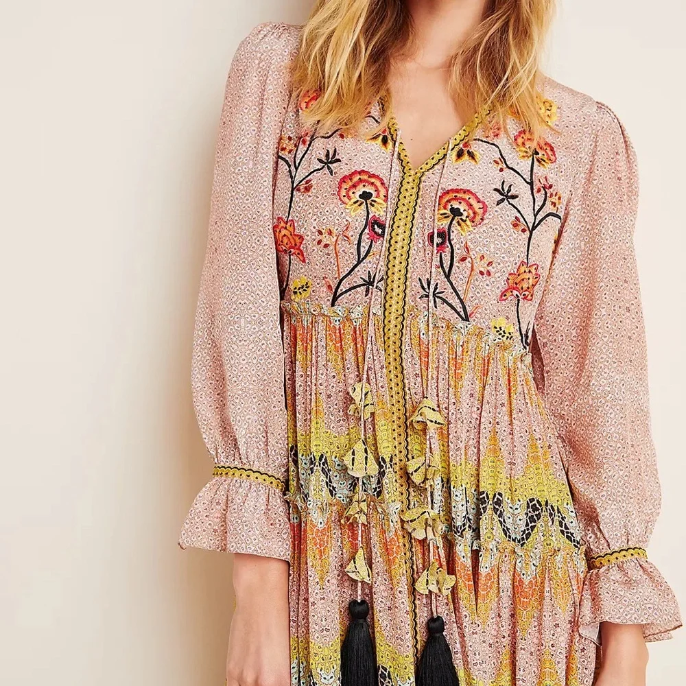 Anthropologie Bhanuni by Jyoti Giorgia Embroidered Maxi Dress NWOT - Picture 2 of 12